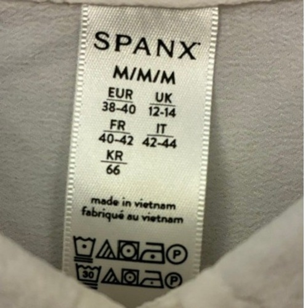 Spanx Button Down Shirt Womens Size M Cream 100% Silk Sheer Paneled Excellent - Picture 3 of 5
